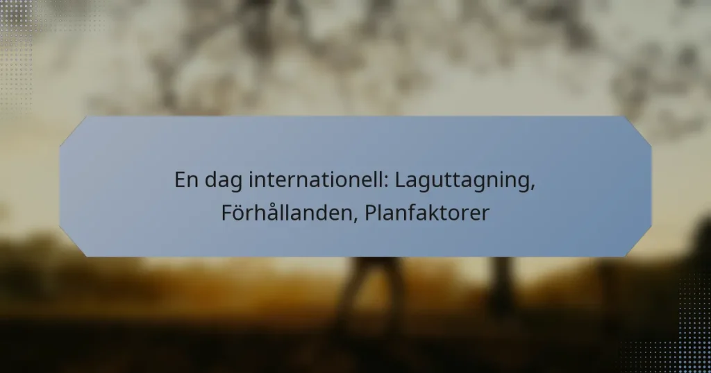 En dag internationell: Laguttagning, Förhållanden, Planfaktorer