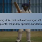 En-dags internationella utmaningar: Väder, planförhållanden, spelares kondition