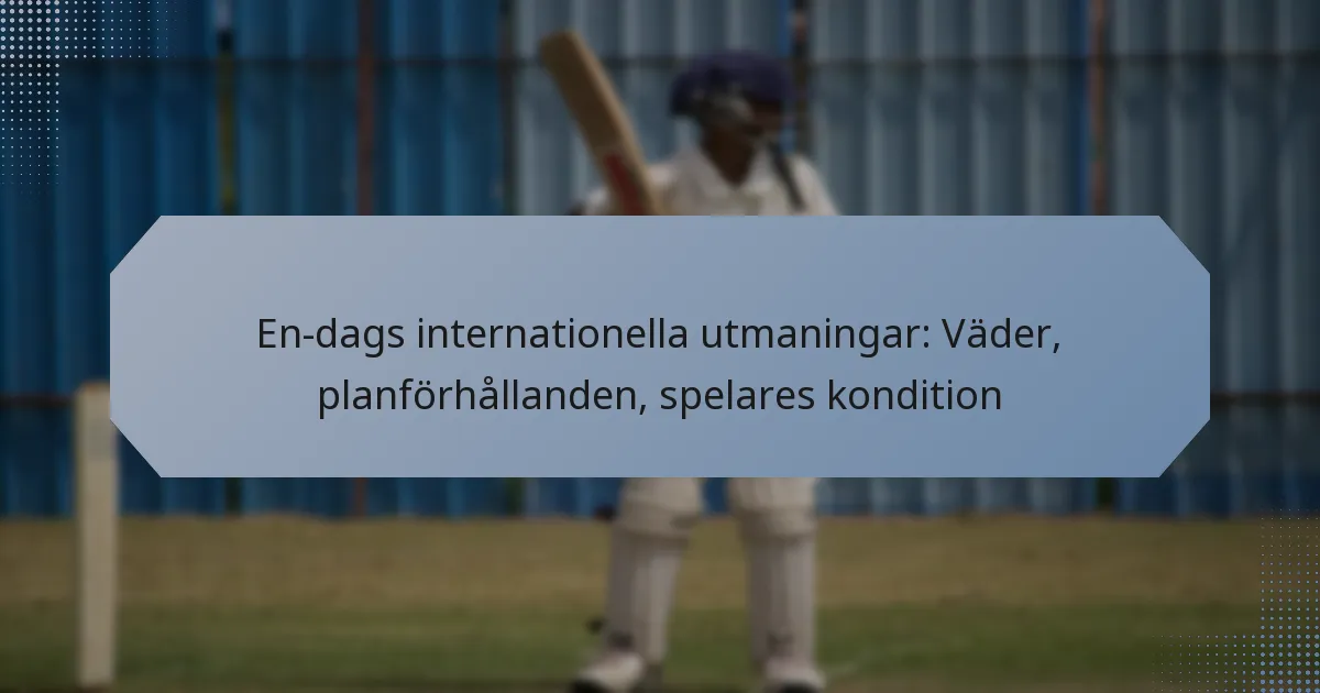 En-dags internationella utmaningar: Väder, planförhållanden, spelares kondition