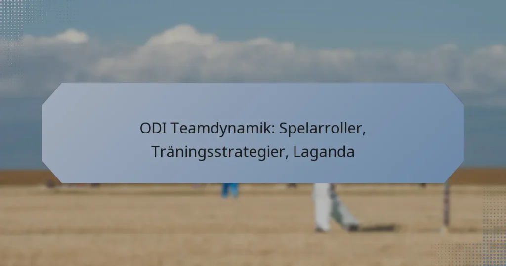 ODI Teamdynamik: Spelarroller, Träningsstrategier, Laganda