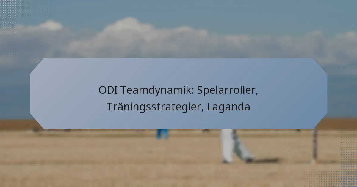 ODI Teamdynamik: Spelarroller, Träningsstrategier, Laganda