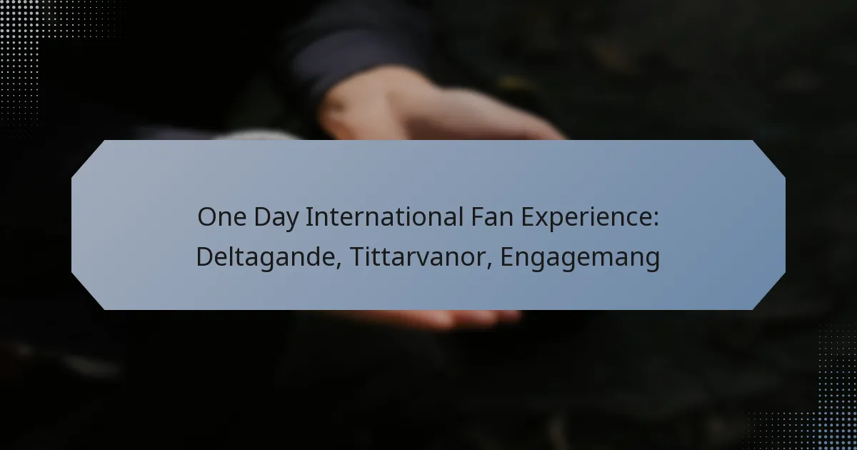 One Day International Fan Experience: Deltagande, Tittarvanor, Engagemang