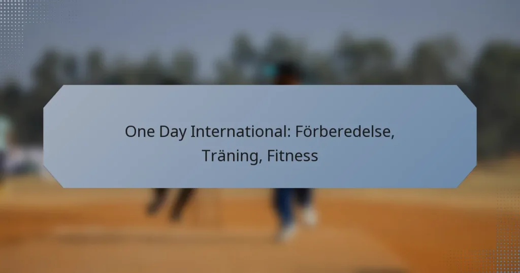 One Day International: Förberedelse, Träning, Fitness
