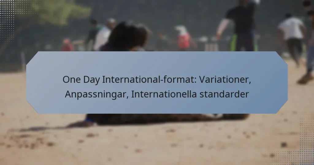 One Day International-format: Variationer, Anpassningar, Internationella standarder