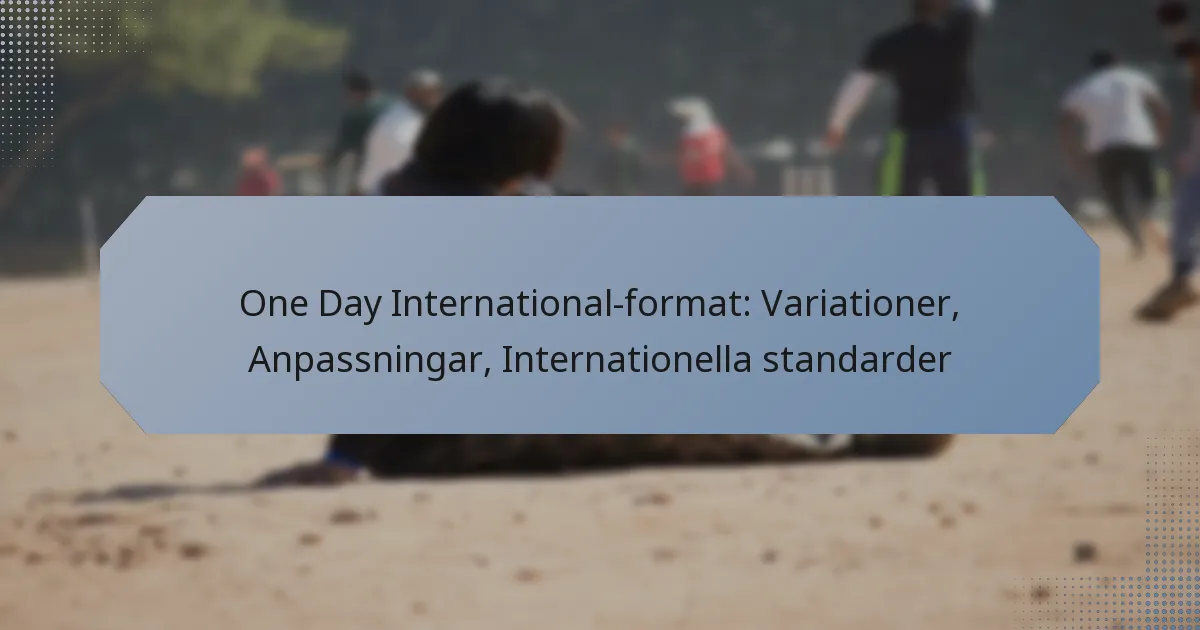 One Day International-format: Variationer, Anpassningar, Internationella standarder
