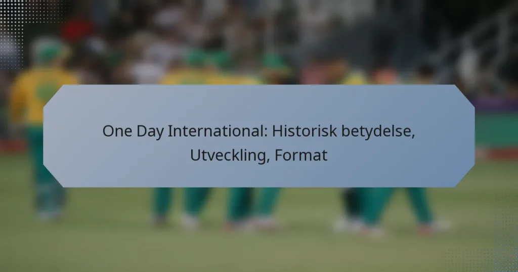 One Day International: Historisk betydelse, Utveckling, Format