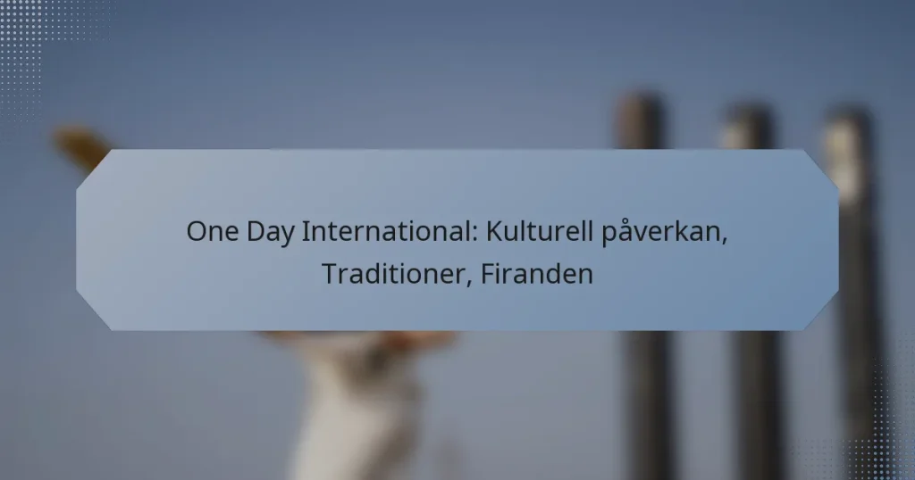 One Day International: Kulturell påverkan, Traditioner, Firanden