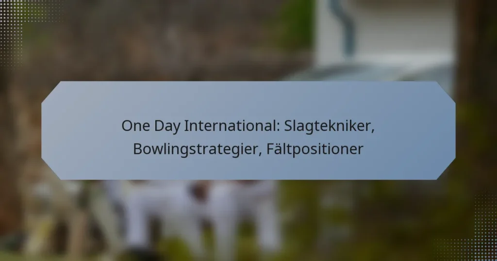 One Day International: Slagtekniker, Bowlingstrategier, Fältpositioner