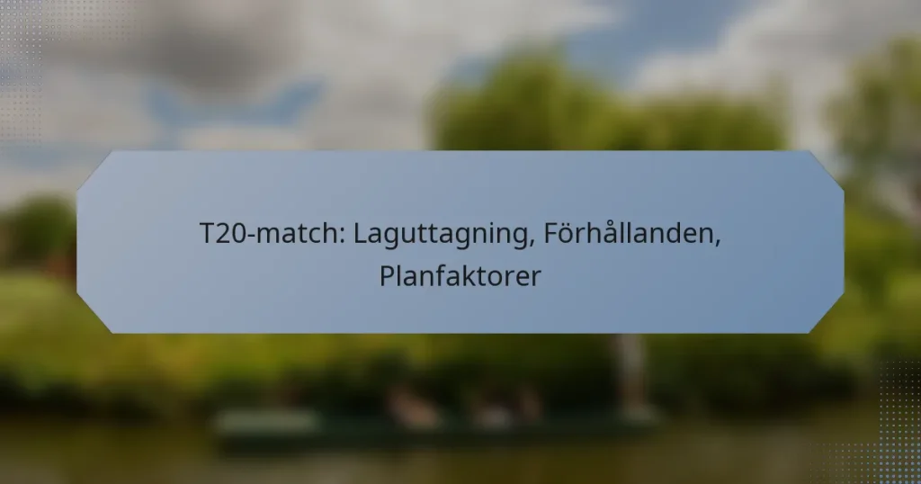 T20-match: Laguttagning, Förhållanden, Planfaktorer