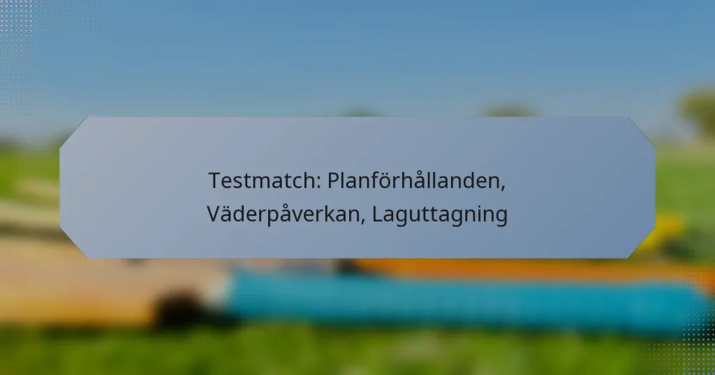 Testmatch: Planförhållanden, Väderpåverkan, Laguttagning