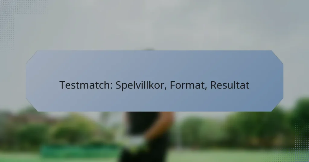 Testmatch: Spelvillkor, Format, Resultat
