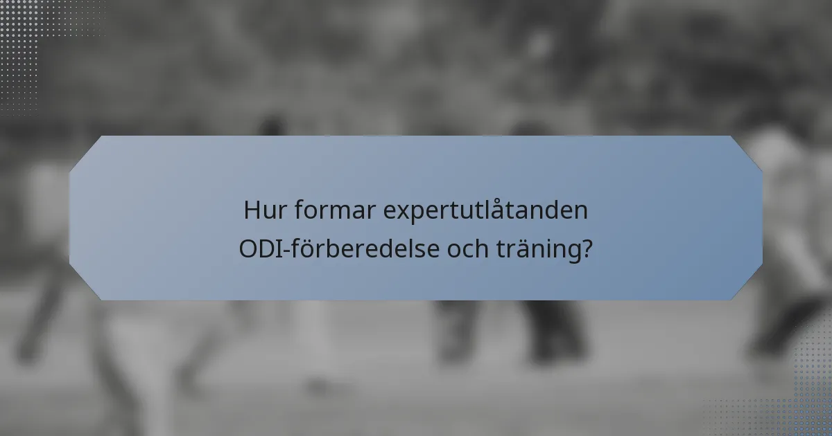 Hur formar expertutlåtanden ODI-förberedelse och träning?