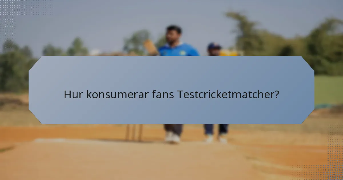 Hur konsumerar fans Testcricketmatcher?