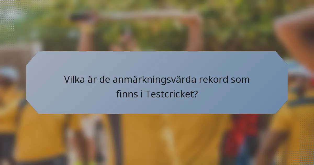 Vilka är de anmärkningsvärda rekord som finns i Testcricket?