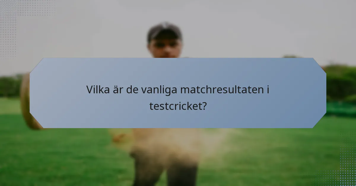 Vilka är de vanliga matchresultaten i testcricket?