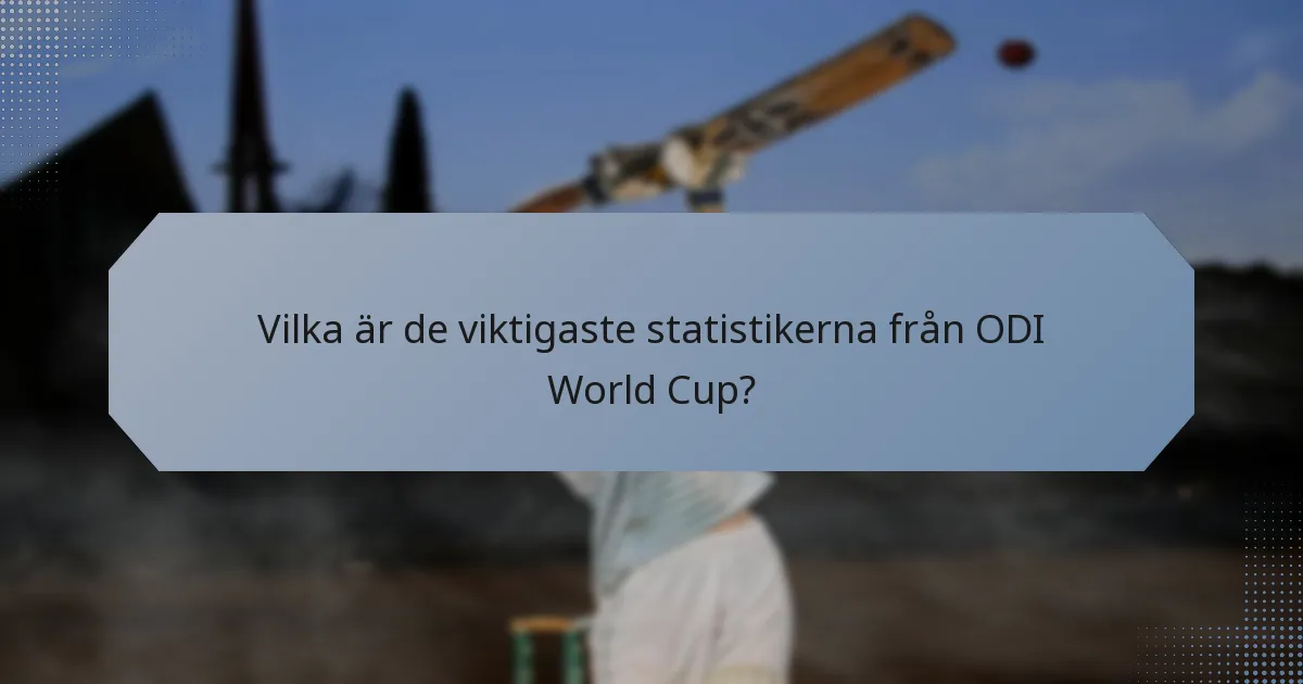 Vilka är de viktigaste statistikerna från ODI World Cup?