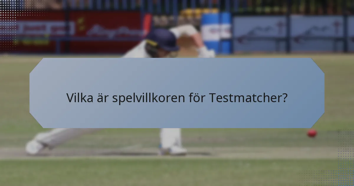 Vilka är spelvillkoren för Testmatcher?