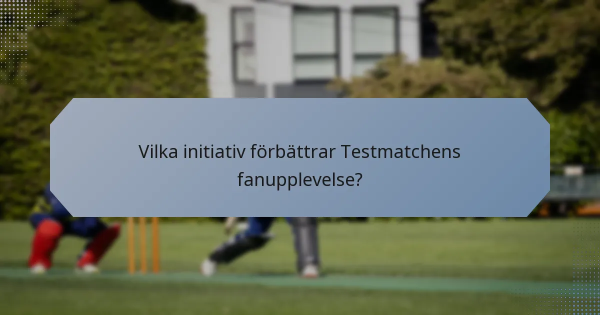 Vilka initiativ förbättrar Testmatchens fanupplevelse?