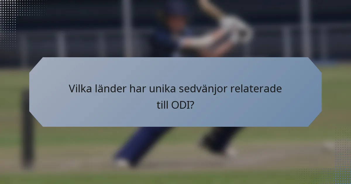 Vilka länder har unika sedvänjor relaterade till ODI?