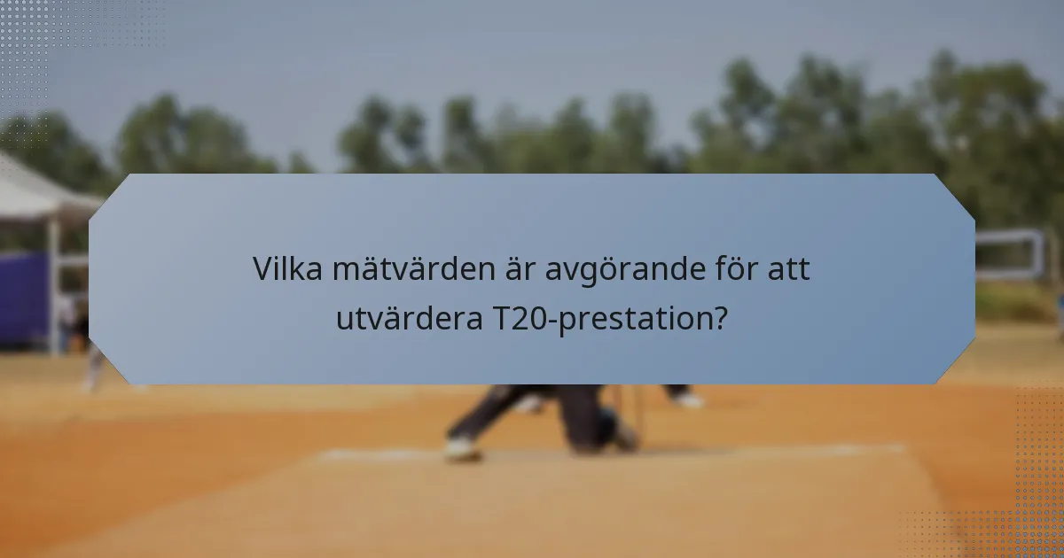 Vilka mätvärden är avgörande för att utvärdera T20-prestation?