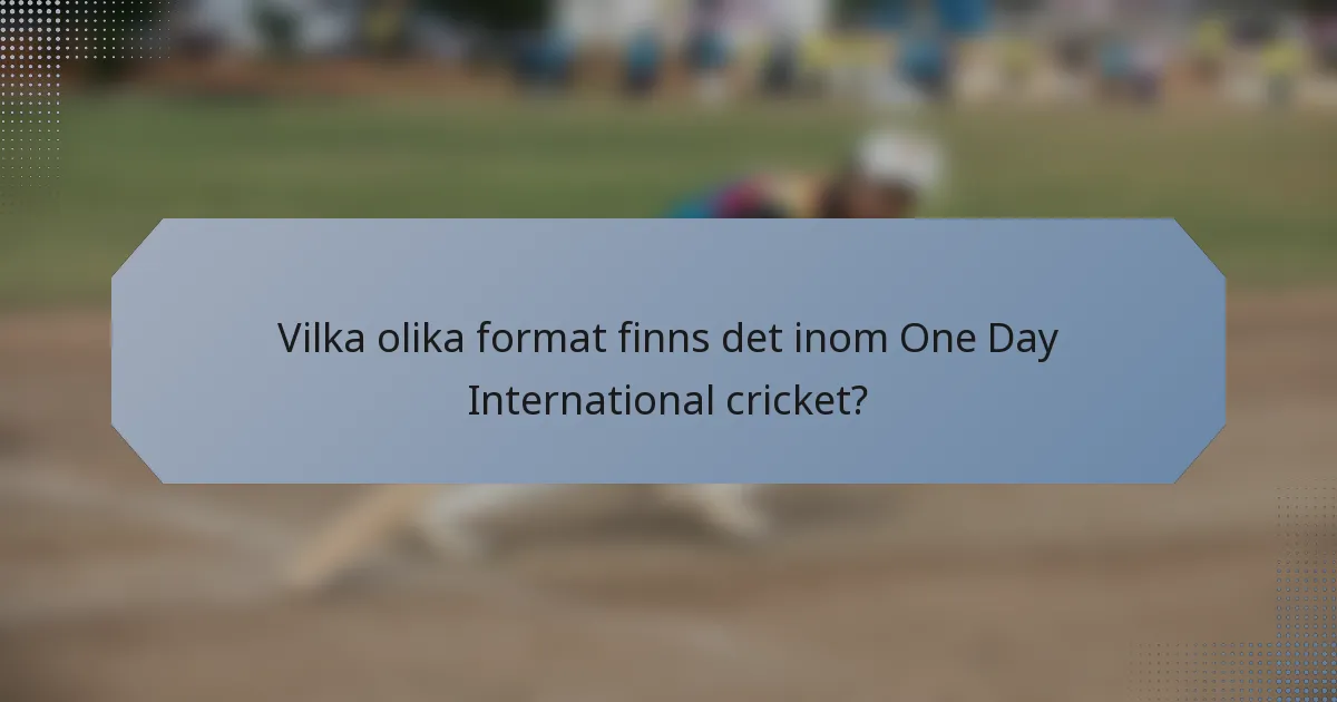 Vilka olika format finns det inom One Day International cricket?