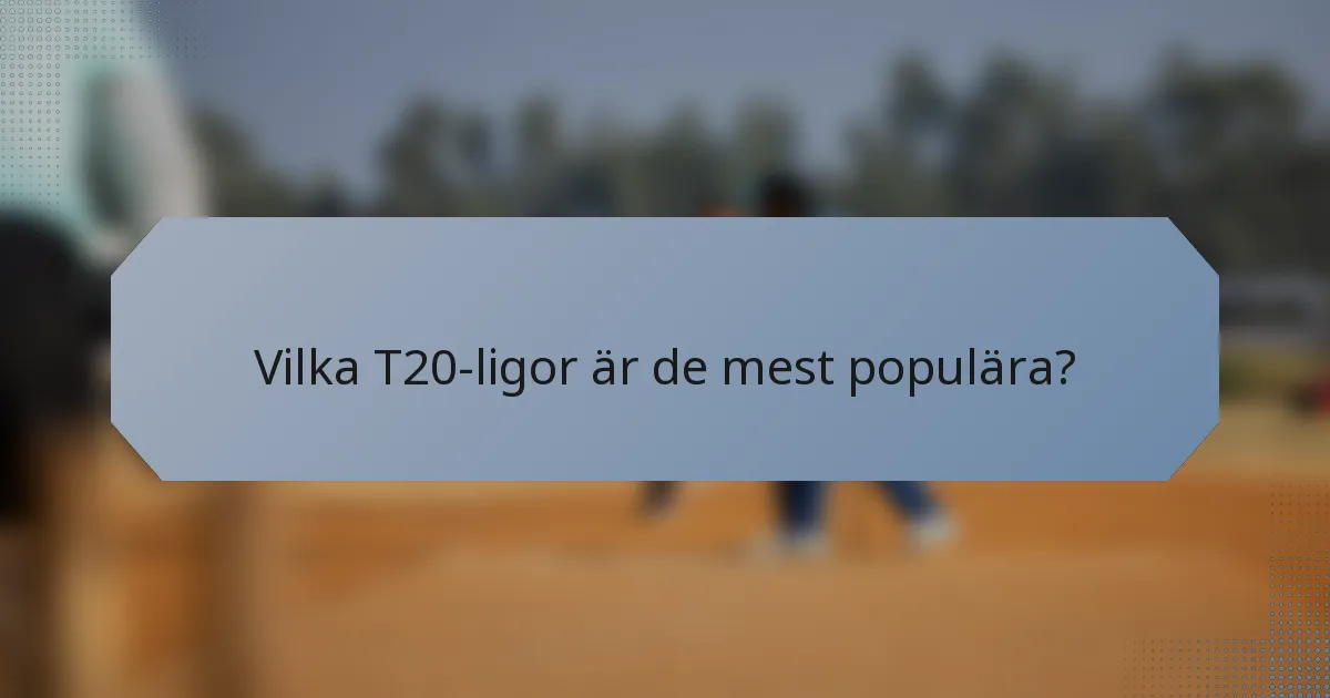 Vilka T20-ligor är de mest populära?