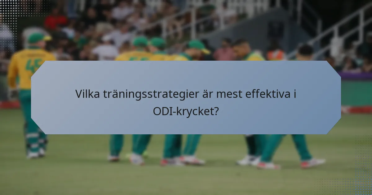 Vilka träningsstrategier är mest effektiva i ODI-krycket?