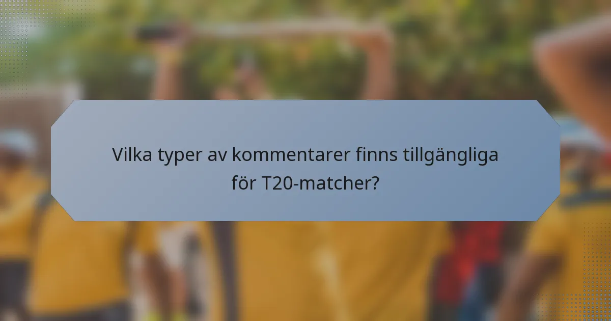 Vilka typer av kommentarer finns tillgängliga för T20-matcher?