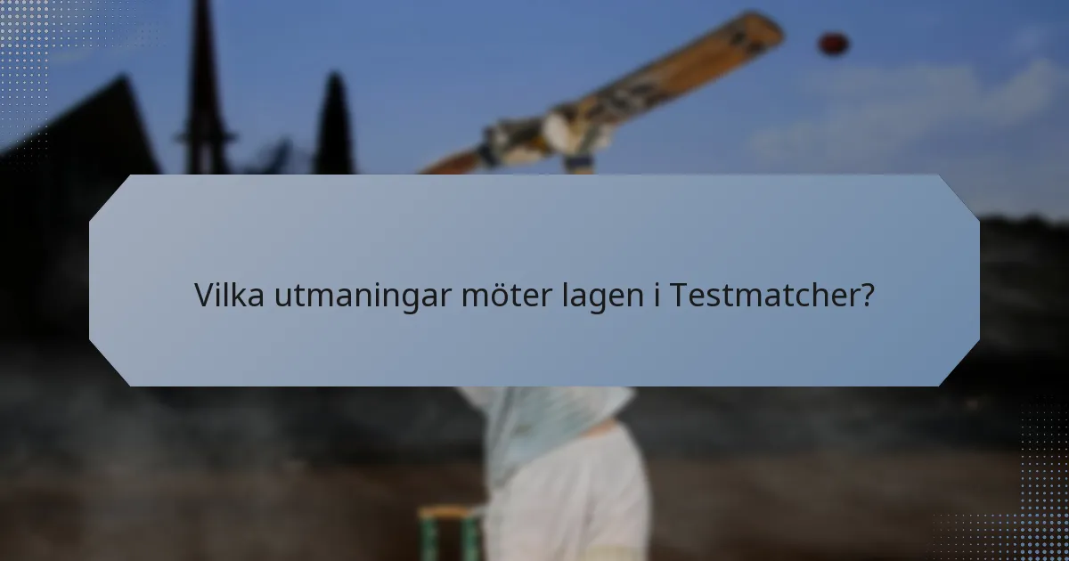 Vilka utmaningar möter lagen i Testmatcher?