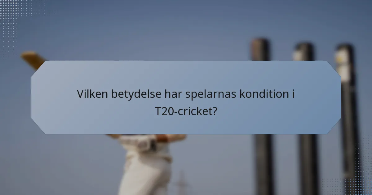 Vilken betydelse har spelarnas kondition i T20-cricket?