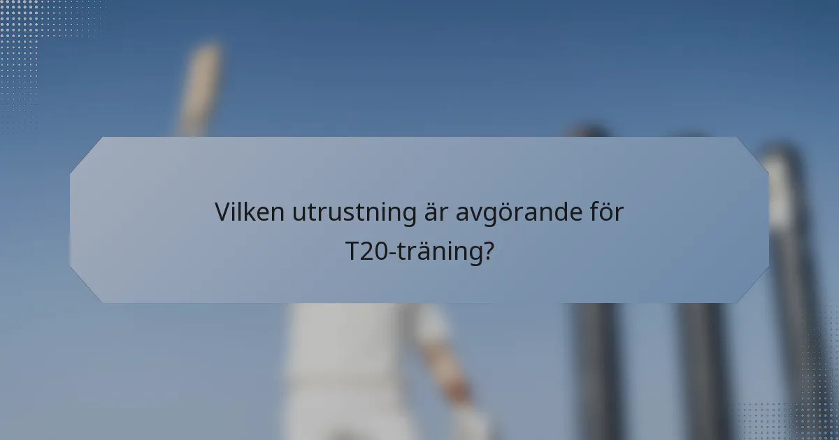 Vilken utrustning är avgörande för T20-träning?